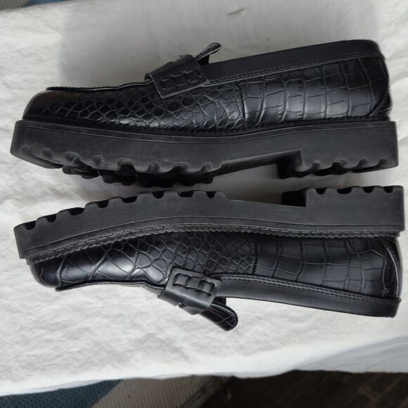Circus Sam Edelman Penny Loafer Lug Black Croc Desmond Women Size 8 - Picture 3 of 16